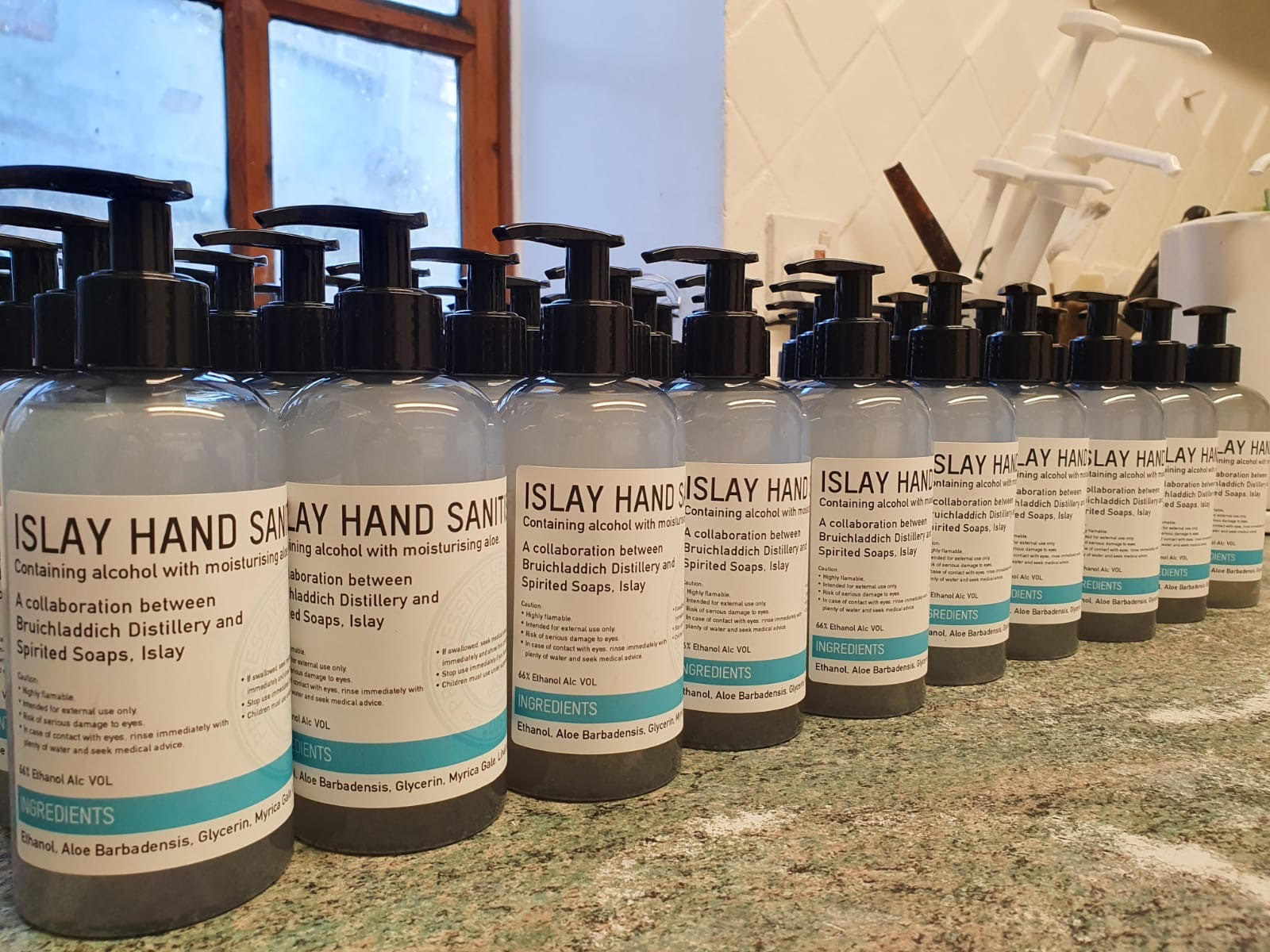 Bruichladdich produces hand sanitizer.